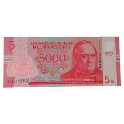 Cédula 5 mil guaranies - paraguai - 2017