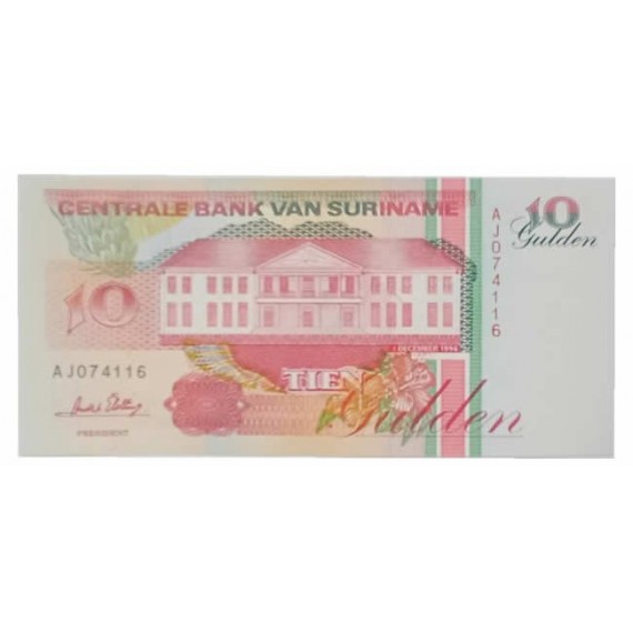 Cédula 10 Gulden - Suriname - 1996