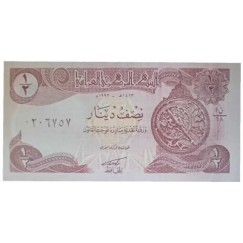 Cédula 1/2 dinar - Iraque - 1980