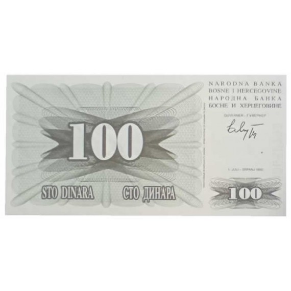 Cédula 100 dinara  - Bosnia - 1992