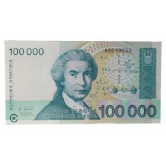 Cédula 100.000 Dinares - Croacia - 1993 - FE