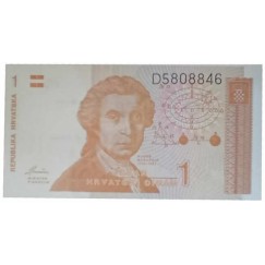 Cédula 1 dinar - Croacia - 1991