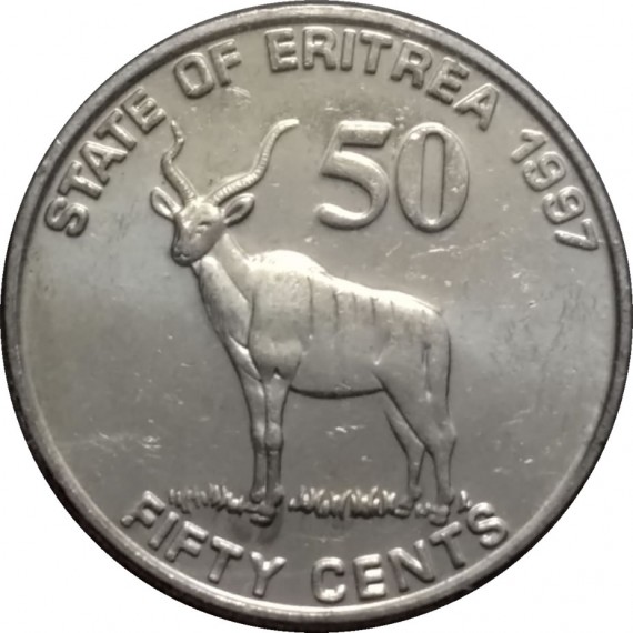 Moeda 50 centavos - Eritreia - 1991