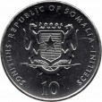 Moeda 10 shillings - Somalia - 2000 - Ano do Galo