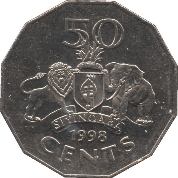 Moeda 50 cents - Suazilândia - 1998