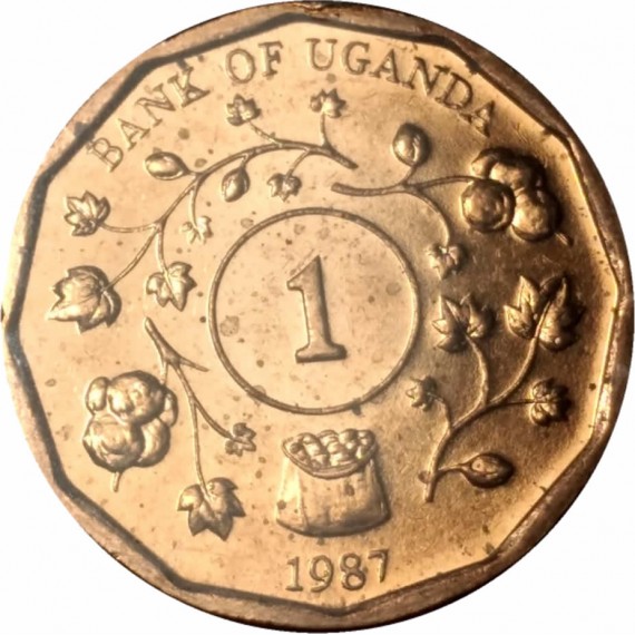 Moeda 1 shilling - Uganda - 1987