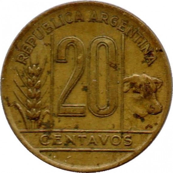 Moeda 20 centavos - Argentina - 1943