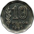 Moeda 10 pesos - Argentina - 1965