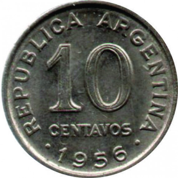 Moeda 10 centavos - Argentina - 1956