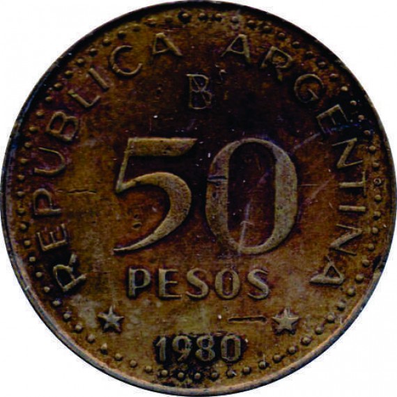 Moeda 50 pesos - Argentina - 1980