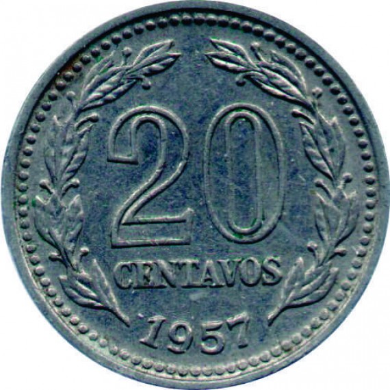 Moeda 20 centavos - Argentina - 1957
