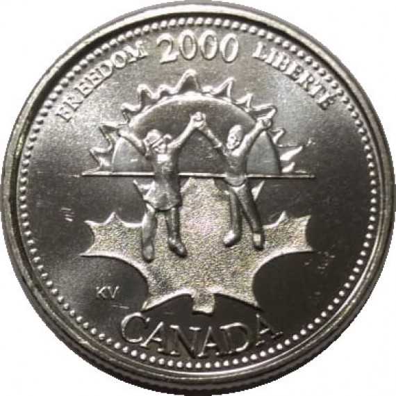 Moeda 25 Cêntimos - Canadá - 2000 - Liberdade