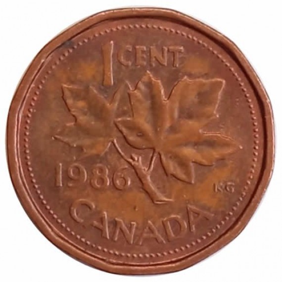 Moeda 1 cêntimo - Canada - 1986