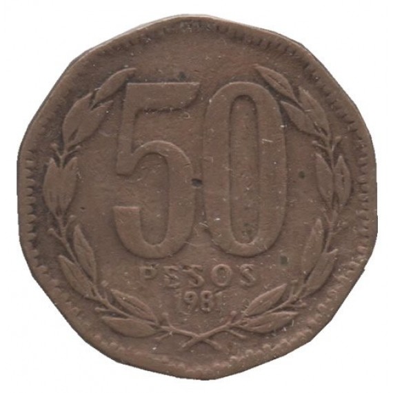 Moeda 50 pesos - Chile - 1981