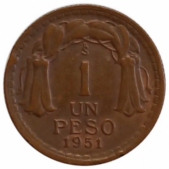 Moeda 1 peso - chile - 1951