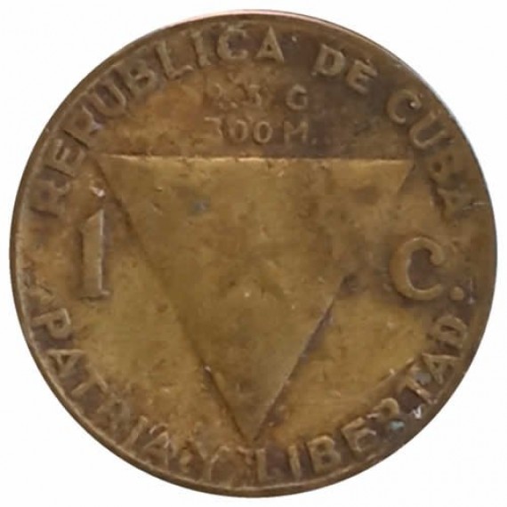 Moeda 1 centavo - Cuba - 1953
