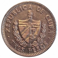 Moeda 3 Pesos - Cuba - 1995