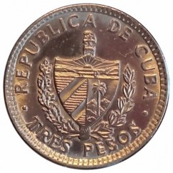 Moeda 3 Pesos - Cuba - 2002
