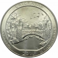 Moeda 0,25 Dolar - EUA - Parks Chickasaw - 2011 D