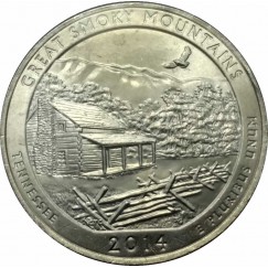Moeda 0,25 Dolar - EUA - Parks Great Smoky Mountains 2014 D
