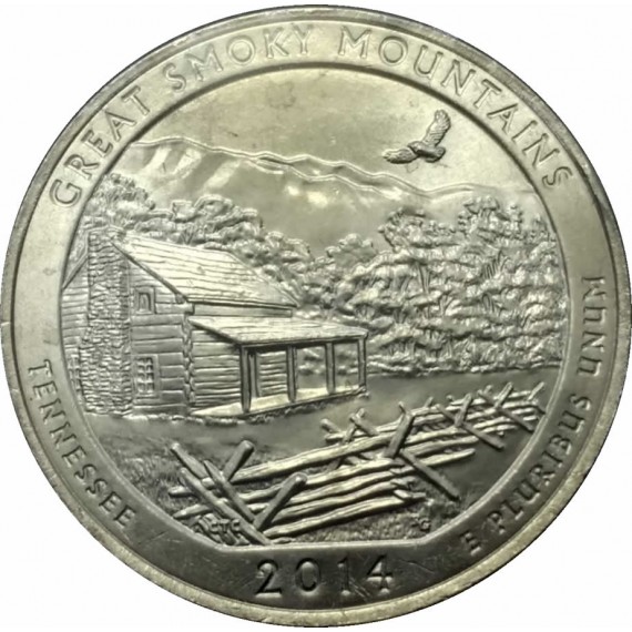 Moeda 0,25 Dolar - EUA - Parks Great Smoky Mountains 2014 P