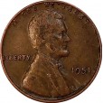 Moeda 1 centimo - EUA - 1951