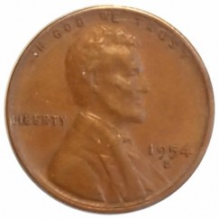 Moeda 0,01 centavo de dolar - Eua - 1954 D