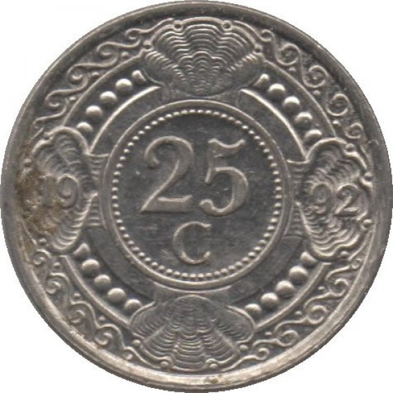 Moeda 25 centimos - Antilhas Holandesas - 1992