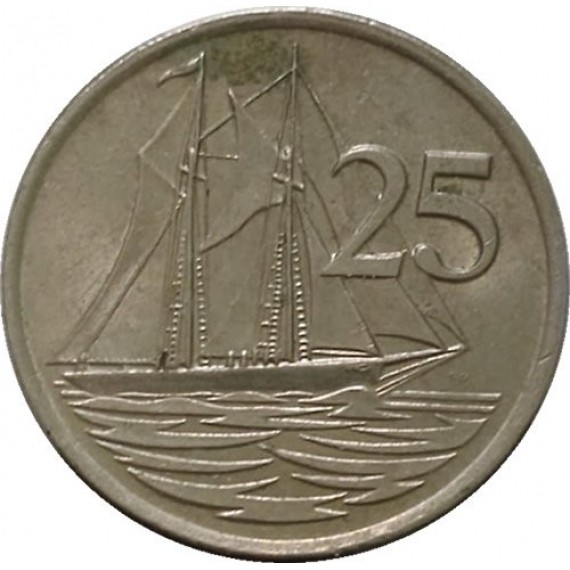 Moeda 25 centimos - Ilhas Cayman - 1982