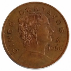 Moeda 5 centavos - Mexico - 1956