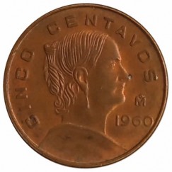 Moeda 5 centavos - Mexico - 1960