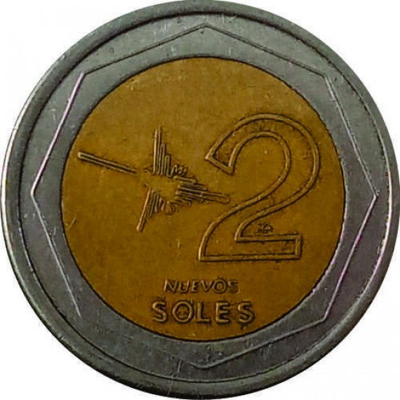 Moeda 2 soles novos - Peru - 2005