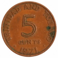 Moeda 5 cêntimos - Trinidad e Tobago - 1971
