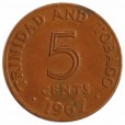 Moeda 5 cêntimos - Trinidad e Tobago - 1967