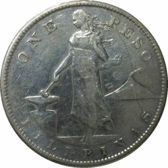Moeda 1 peso - Filipinas - 1909