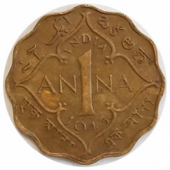 Moeda 1 anna - Índia - Britânica - 1943