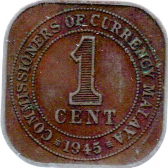 Moeda 1 centavo - Malasia - 1945