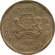 Moeda 1 dollar - Singapura - 1989