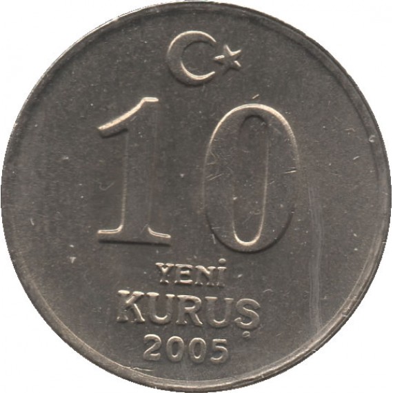 Moeda 10 yeni kurus - Turquia - 2005