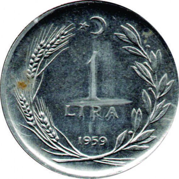 Moeda 1 lira - Turquia - 1959