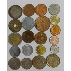 Conjunto com 21 moedas sortidas diversas nacionalidades