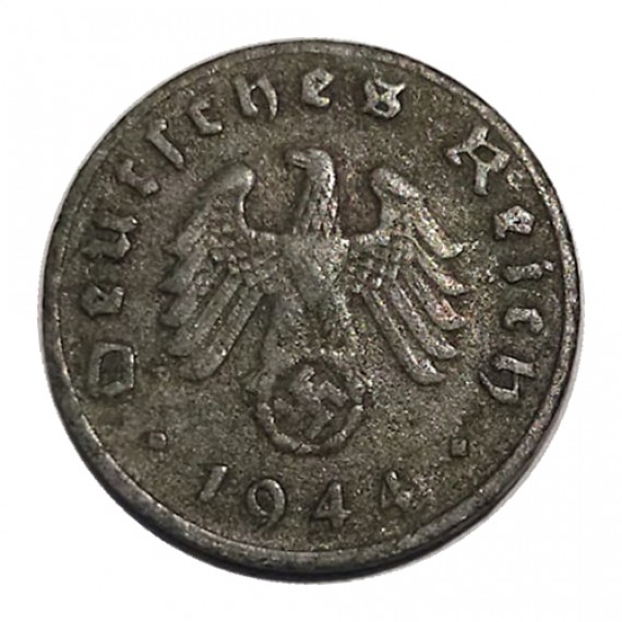 Moeda 1 reichspfennig - Alemanha 3º Reich - 1944 G