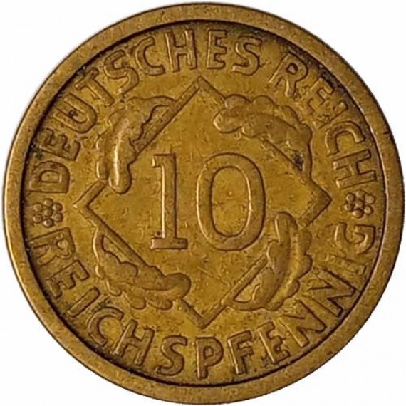 Moeda 10 reichspfennig - Alemanha - 1924 J