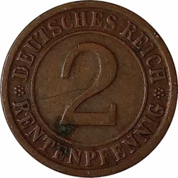 Moeda 2 rentenpfennig - Alemanha - 1923 G