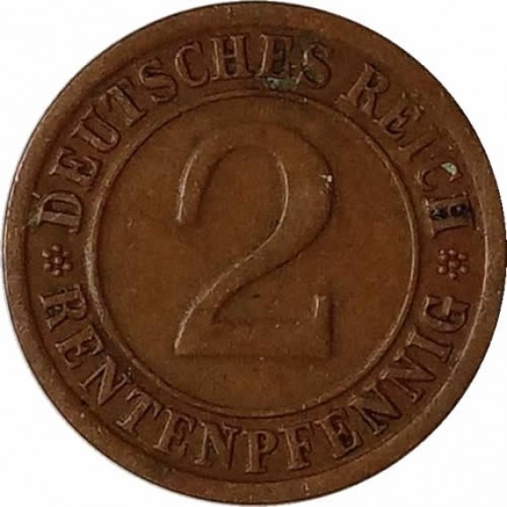 Moeda 2 rentenpfennig - Alemanha - 1924 F