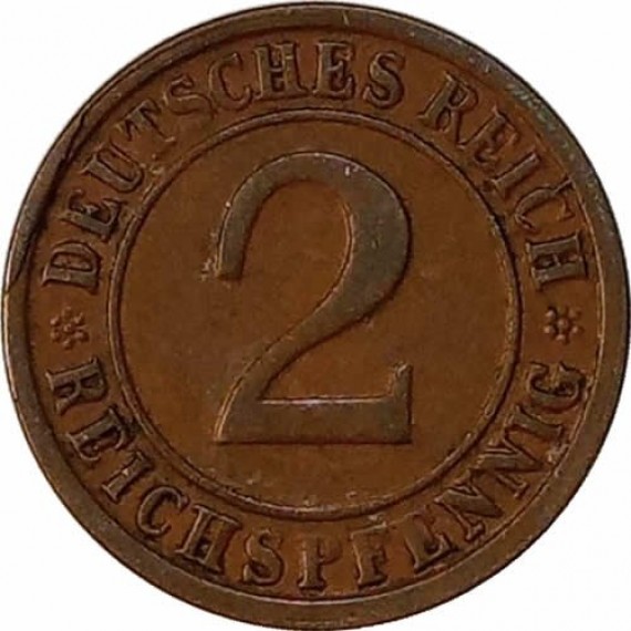 Moeda 2 reichspfennig - Alemanha - 1925 G