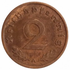 Moeda 2 reichspfennig - Alemanha - 1938 A