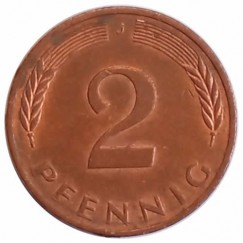 Moeda 2 pfennig - Alemanha - 1980 J
