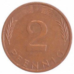 Moeda 2 pfennig - Alemanha - 1976 J