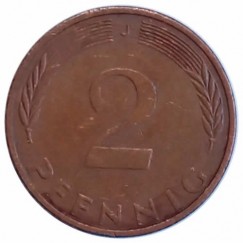 Moeda 2 pfennig - Alemanha - 1974 J